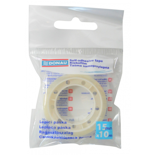 Tape krystalklar m. oph�ngshul 15 mm x 10 m