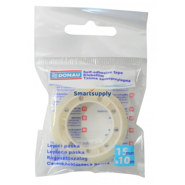 Tape krystalklar m. oph�ngshul 15 mm x 10 m