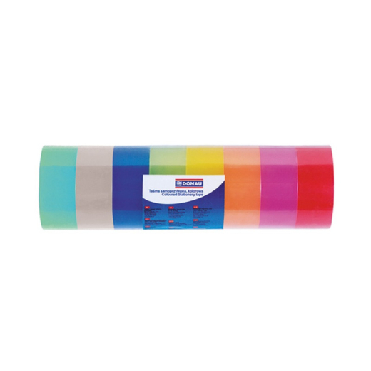 Tape krystalklar mix farver 18 mm x 18 m - 8 ruller