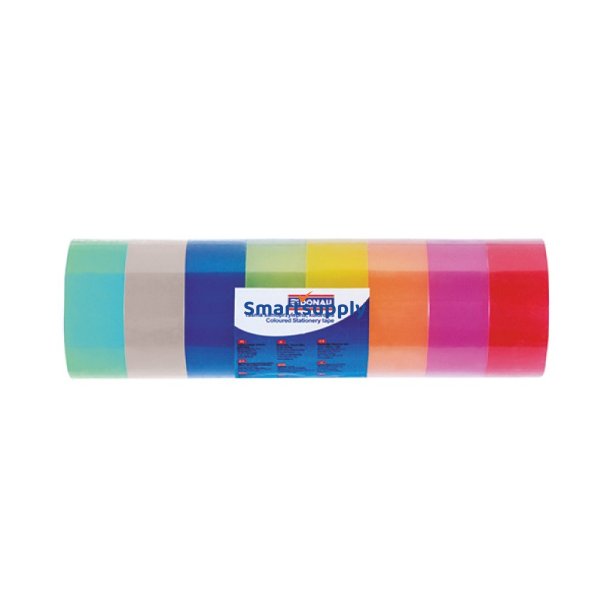 Tape krystalklar mix farver 18 mm x 18 m - 8 ruller