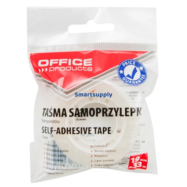 Tape krystalklar m. ophngshul 19 mm x 33 m