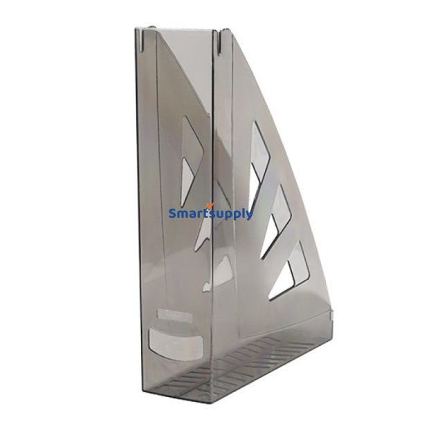 Tidsskriftholder A4 gr� transparent 70 mm ryg - 10 stk