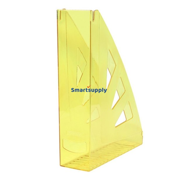 Tidsskriftholder A4 gul transparent 70 mm ryg - 10 stk