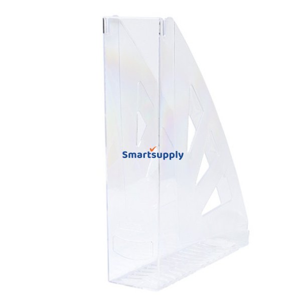 Tidsskriftholder A4 hvid transparent 70 mm ryg - 10 stk