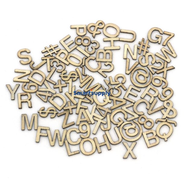 Tr� bogstaver, tal og symboler 13mm - 86 stk.