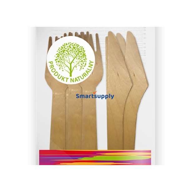 Tr�bestik 60 s�t kniv/gaffel 16 cm birketr�