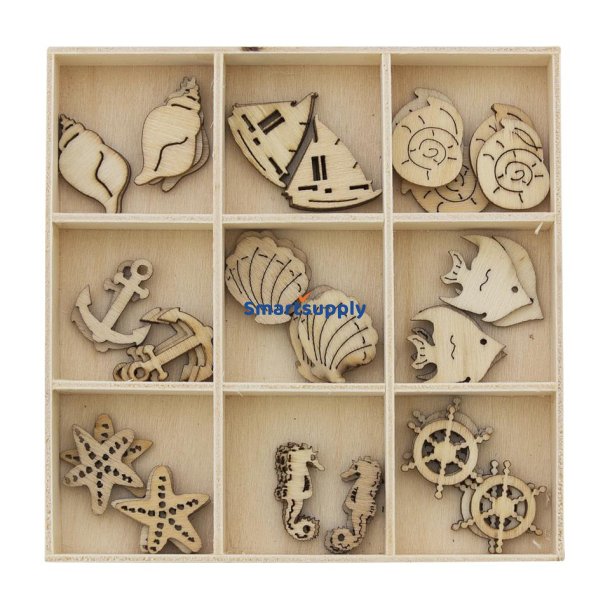 Tr�pynt ocean - forskellige designs - 1 �ske &aacute; 45 stk.