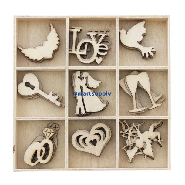 Tr�pynt bryllup - forskellige designs - 1 �ske &aacute; 45 stk.