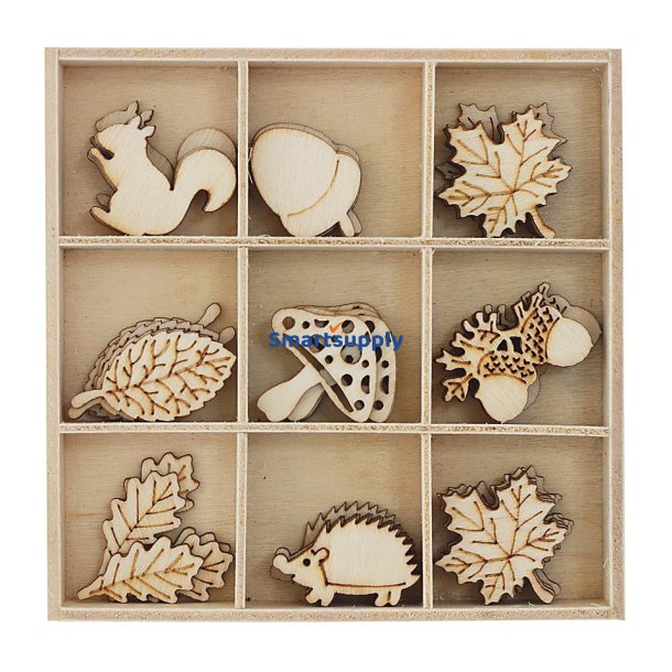 Tr�pynt efter�r - forskellige designs - 1 �ske &aacute; 45 stk.