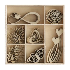 Trpynt hjerter - forskellige designs - 1 ske á 35 stk.