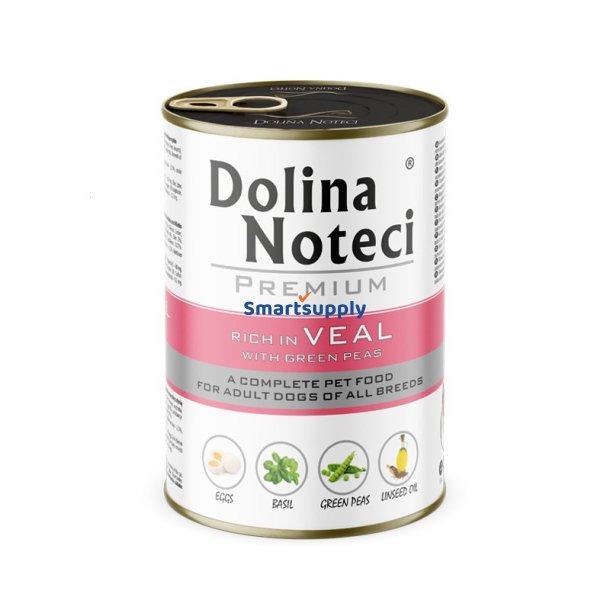 Dolina Noteci Premium Rig P Kalvekd Med Grnne rter - Vdfoder Til Hunde - 400G