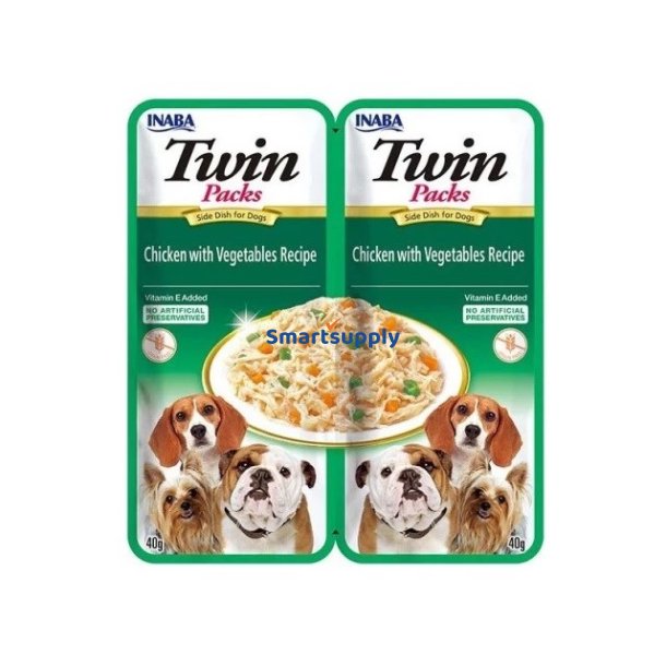 Inaba Dog Twin Kylling Med Grntsager - Vdfoder Til Hunde - 2X40g