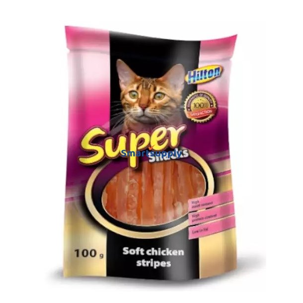 HILTON Soft chicken stripes - Kattegodbidder - 100g
