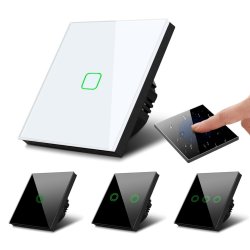 Maclean Energy Mce701w Touch Lyskontakt, Enkelt, Glas, Hvid Med Firkantet Knap