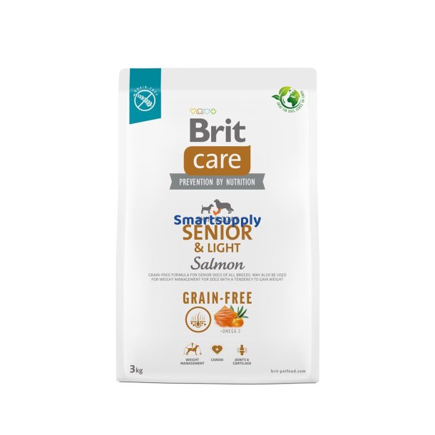 Brit Care Senior &amp; Light Laks - Trfoder Til Hunde - 3 Kg