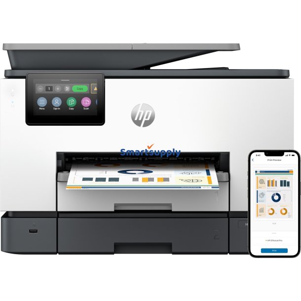 HP OfficeJet Pro 9130b Trdlst All-in-One Farve Printer, Tosidet print; Kopimaskine, scanner
