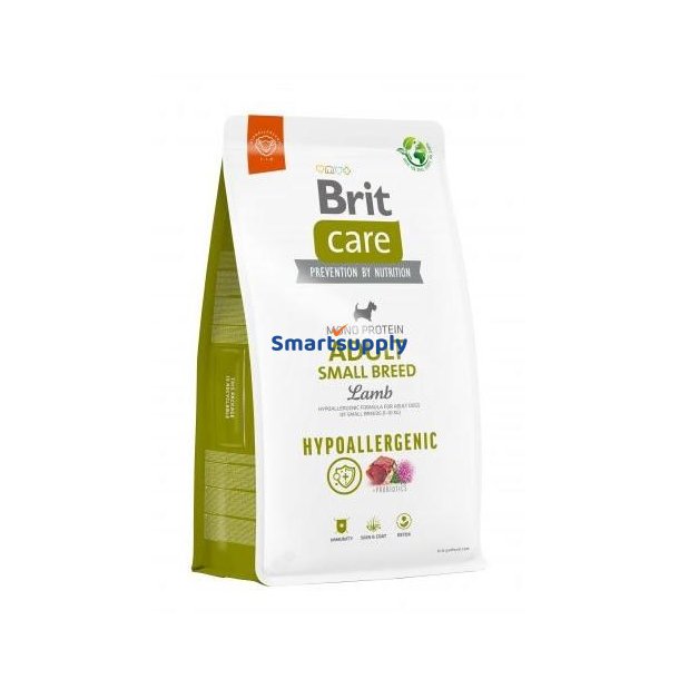 Brit Care Hypoallergen Adult Small Breed Lam &amp; Ris - Trfoder Til Hunde - 3 Kg