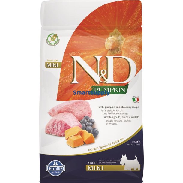 Farmina N &amp; D Grskarhund Lam &amp; Blbr Adult Mini - Trfoder Til Hunde - 800 G