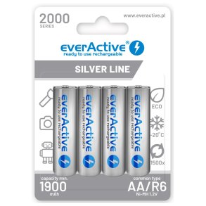 Genopladelige batterier everActive Ni-MH R6 AA 2000 mAh Silver Line