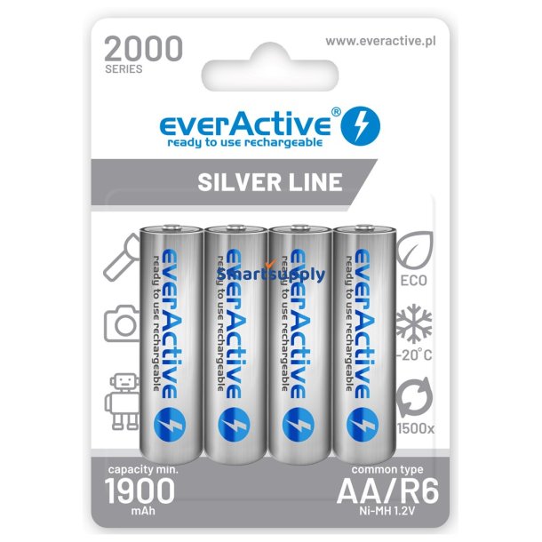 Genopladelige Batterier Everactive Ni-Mh R6 Aa 2000 mAh Silver Line