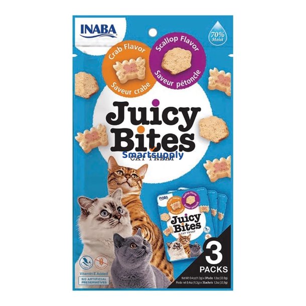 Inaba Juicy Bites Krabbe Og Kammusling - Kattegodbidder - 3&times;11,3G