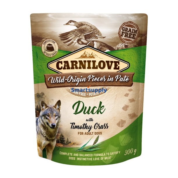 CARNILOVE Dog Pouch Duck & timothy grass - vdfoder til hunde - 300g