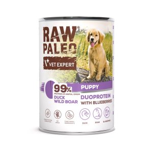 RAW PALEO Duoprotein Duck & Boar Puppy - vdfoder til hunde - 400g