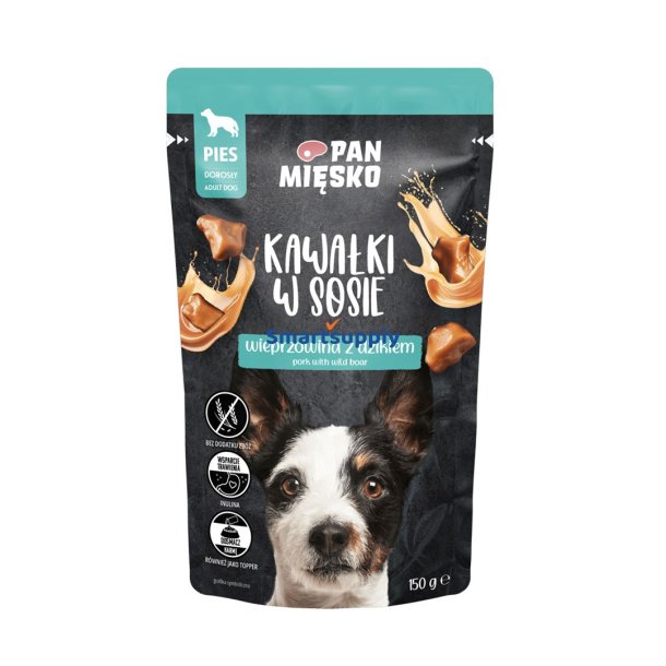PAN MISKO Pieces in sauce Pork with wild boar - vdfoder til hunde - 150g