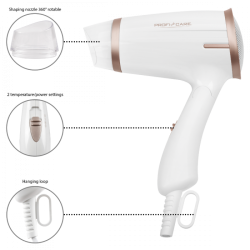 ProfiCare PC-HT 3009 1400 W Champagne, Hvid