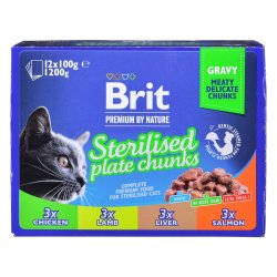 BRIT Premium Cat Sterilised Plate - vdfoder til katte - 12x100g