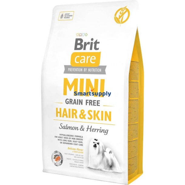 Brit Care Mini Hair &amp; Skin Laks &amp; Sild - Trfoder Til Hunde - 2 Kg