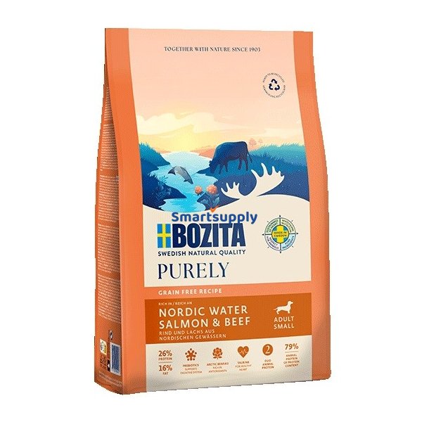 BOZITA Purely Adult Small Salmon and beef - trfoder til hunde - 2,5kg