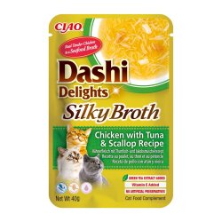 Inaba Cat Dashi Delights Silky Bouillon Kylling Med Tun &amp; Kammusling - Kat Godbid - 40G