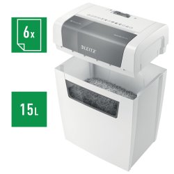 Leitz Iq Home Shredder, P4, 6 Ark, 15 L Skraldespand