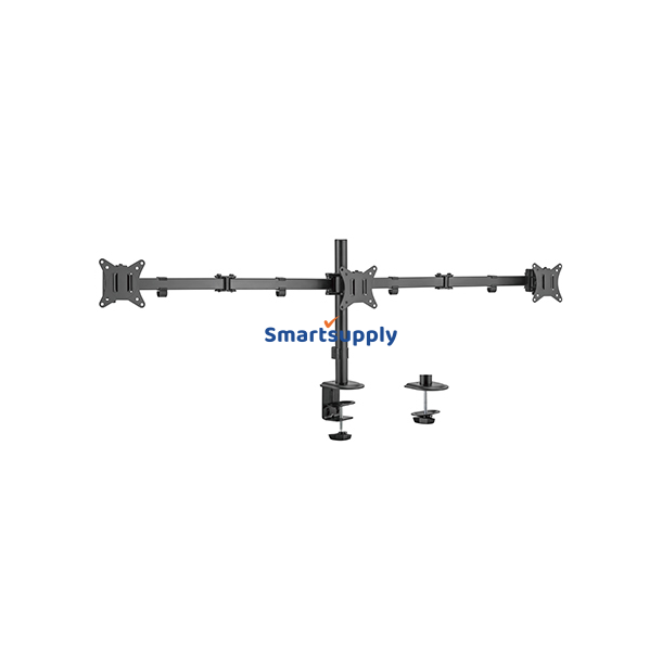 Gembird Ma-D3-01 Justerbar Skrivebord 3-Skrms Monteringsarm (Rot&eacute;r, Vip, Drej), 17"-27", Op Til 7 Kg