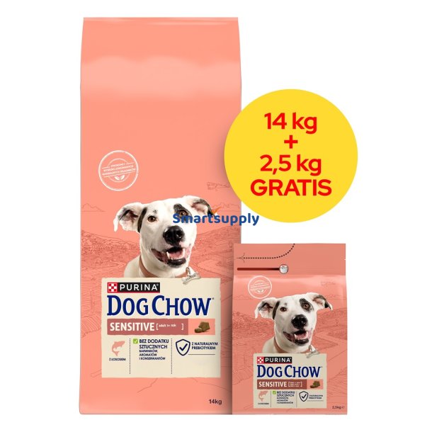 PURINA Dog Chow Sensitive Salmon - trfoder til hunde - 14 + 2,5kg
