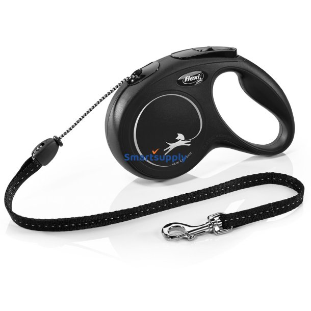Flexi New Classic 5 M Black Dog Optrkkelig Snor
