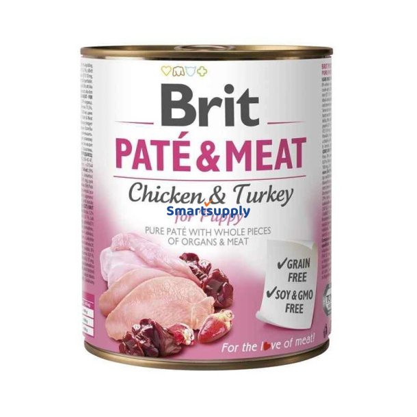 Brit Pat&eacute; &amp; Meat Puppy Chicken - Vdfoder Til Hunde - 800G