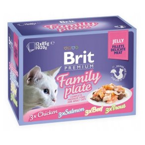BRIT Premium Family Plate Fileter i gel mix af smagsvarianter - vdfoder til katte - 12x85g