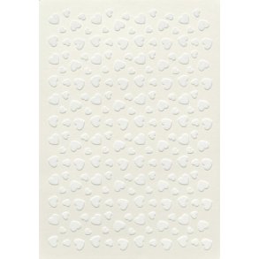 Velour papir med hvide hjerter A4, 250g, 10 ark