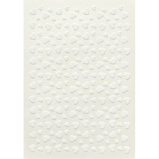 Velour papir med hvide hjerter A4, 250g, 10 ark