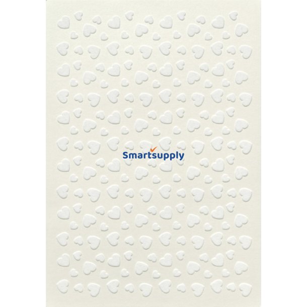 Velour papir med hvide hjerter A4, 250g, 10 ark