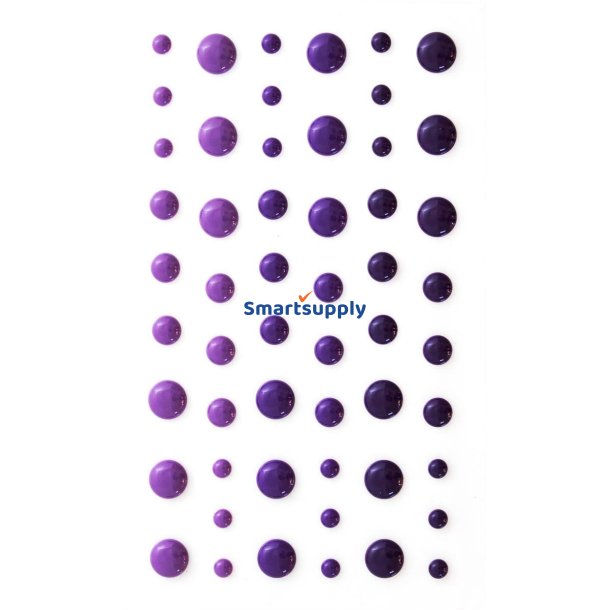 Violette selvkl�bende prikker - mix st�rrelser og farver 4-7mm, 54 stk.