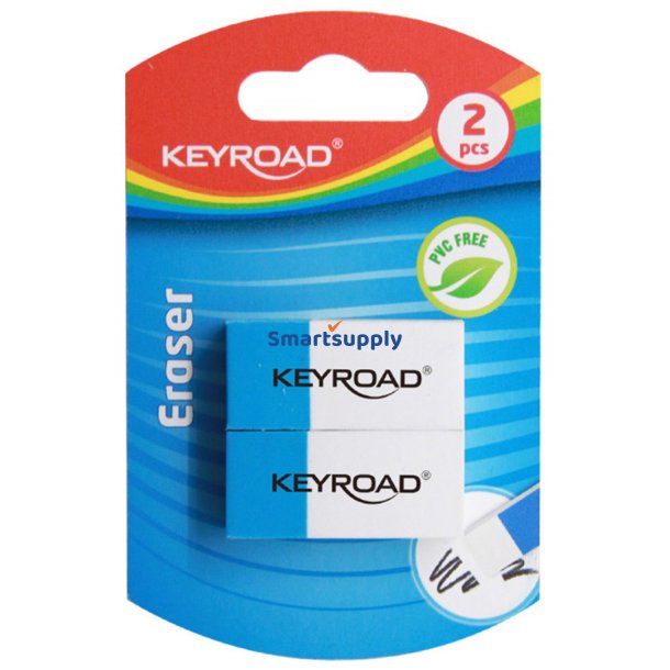 Viskelder 2-i-1 blyant og blk - bl/hvid - 2 stk