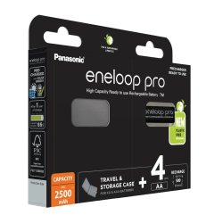 Genopladelige batterier PANASONIC ENELOOP PRO AA 2500 mAh 4 szt + kasse (BK-3HCDE/4CP+CASE)