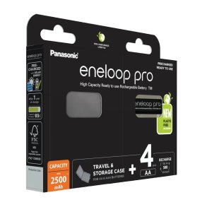 Genopladelige batterier PANASONIC ENELOOP PRO AA 2500 mAh 4 szt + kasse (BK-3HCDE/4CP+CASE)