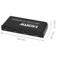 Qoltec 51797 Aktiv HDMI Splitter 2 x HDMI 4K x 2K | 6 Gb/s | 60 Hz