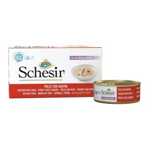 SCHESIR Kyllingefileter med and i bouillon - vd kattefoder - 6x50g