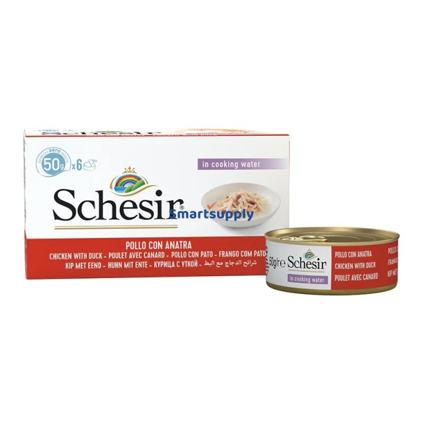 Schesir Kyllingefileter Med And I Bouillon - Vdfoder Til Katte - 6X50g