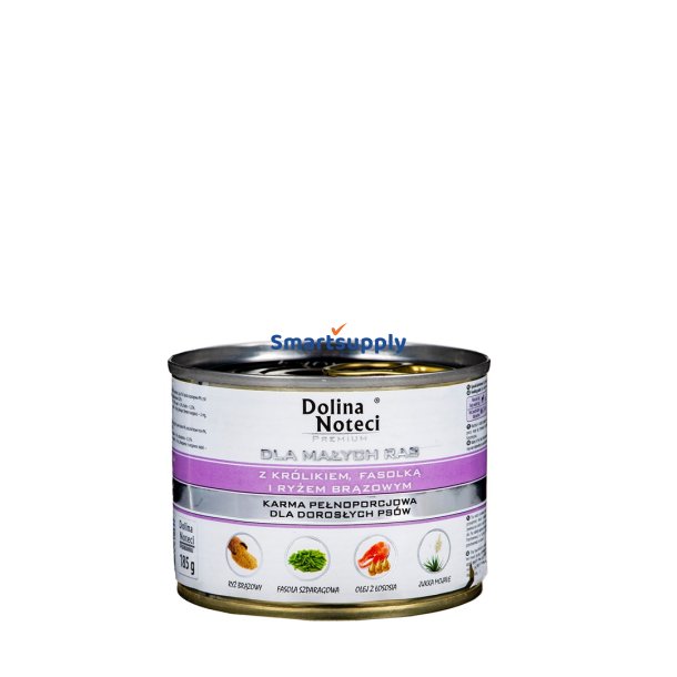 DOLINA NOTECI Premium Adult Small Kanin, bnner, ris - Vdt hundefoder - 185g